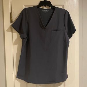 Mandala Scrub Top Charcoal Large NWOT
